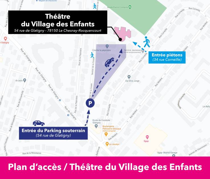 Plan d'accès Théâtre du Village des Enfants Le Chesnay